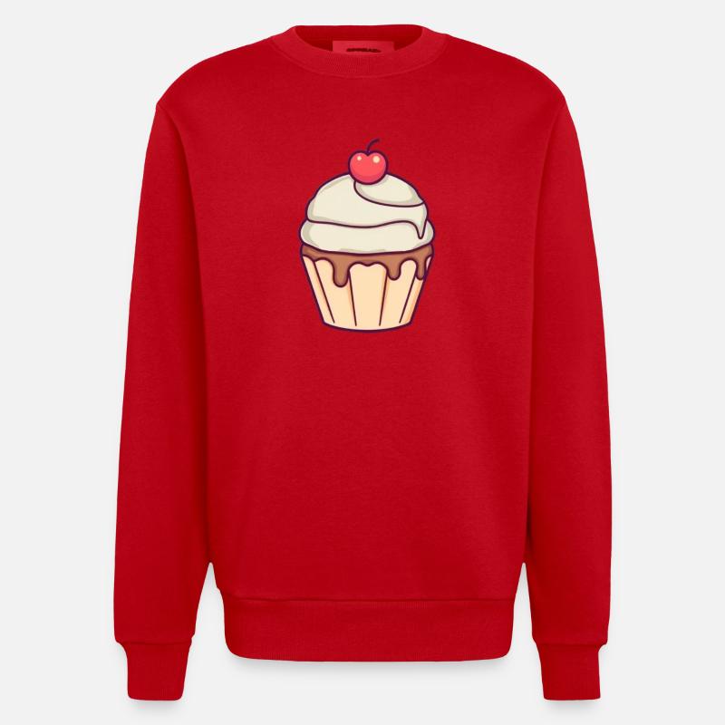 Cupcake backen, Bäckerei, Konditorei - Heavyweight Oversized Organic Crew Neck Made in EU - Rot