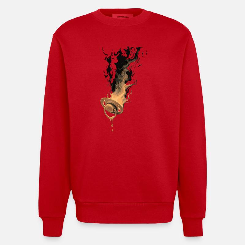 Burning pacifier - Heavyweight Oversized Organic Crew Neck Made in EU - red