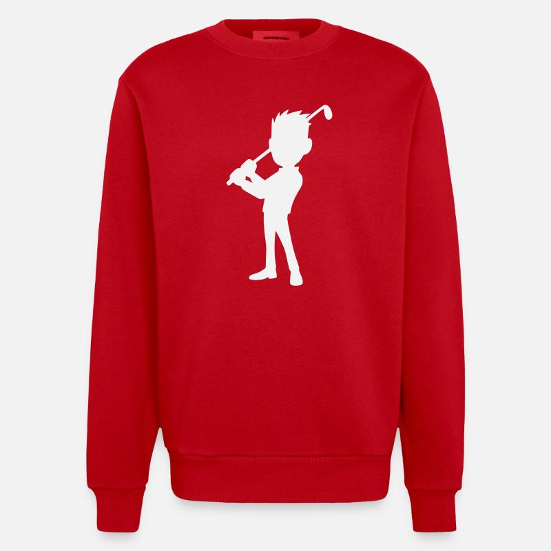 Golf Design, Golfer Silhouette - Heavyweight Oversized Organic Crew Neck Made in EU - red
