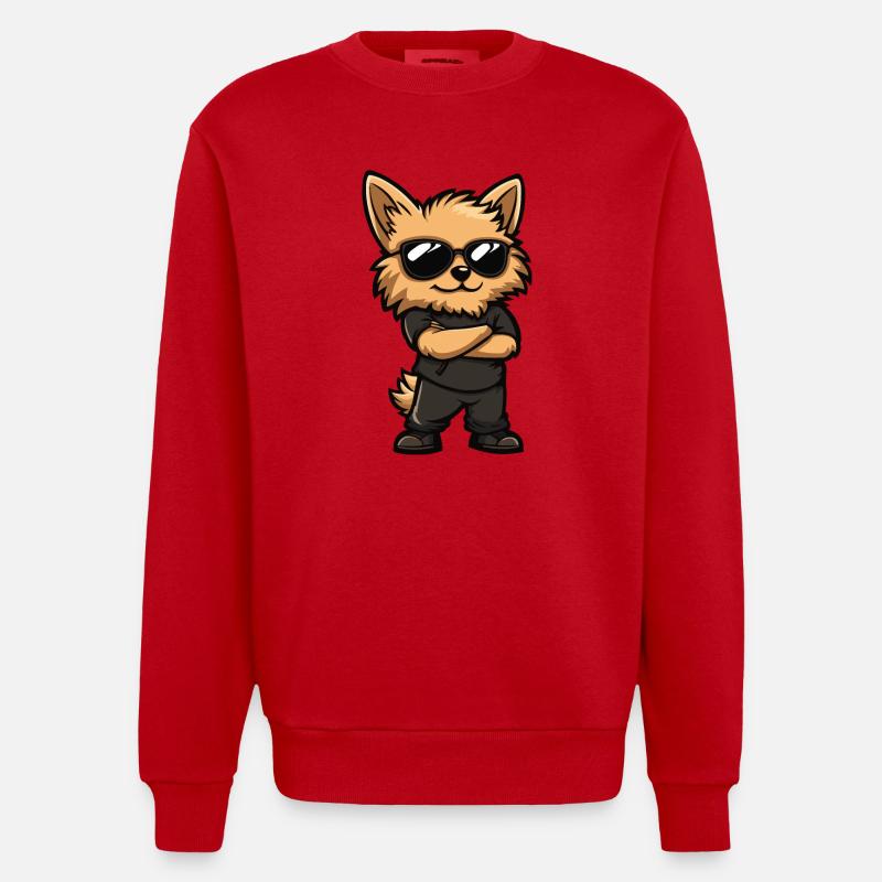 Zwergspitz Hund Comic - Heavyweight Oversized Organic Crew Neck Made in EU - Rot