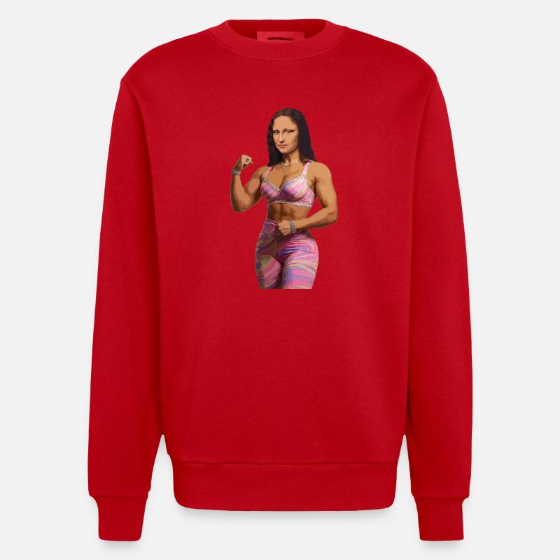 Mona Lisa bling bling - Sweat bio épais oversize fabriqué en UE - rouge