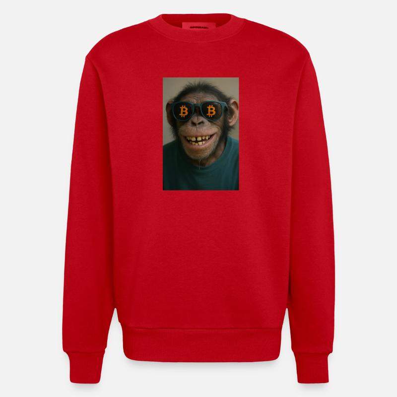 Bitcoin rencontre Monkey Joe - Sweat bio épais oversize fabriqué en UE - rouge