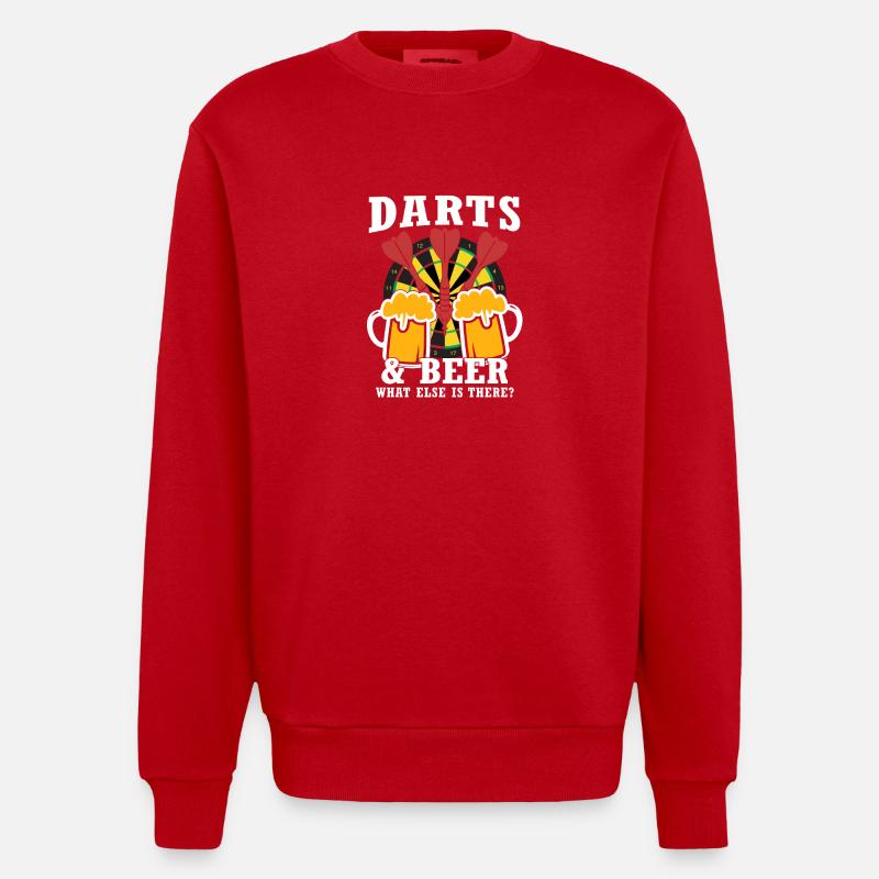 fléchettes et bière - Sweat bio épais oversize fabriqué en UE - rouge