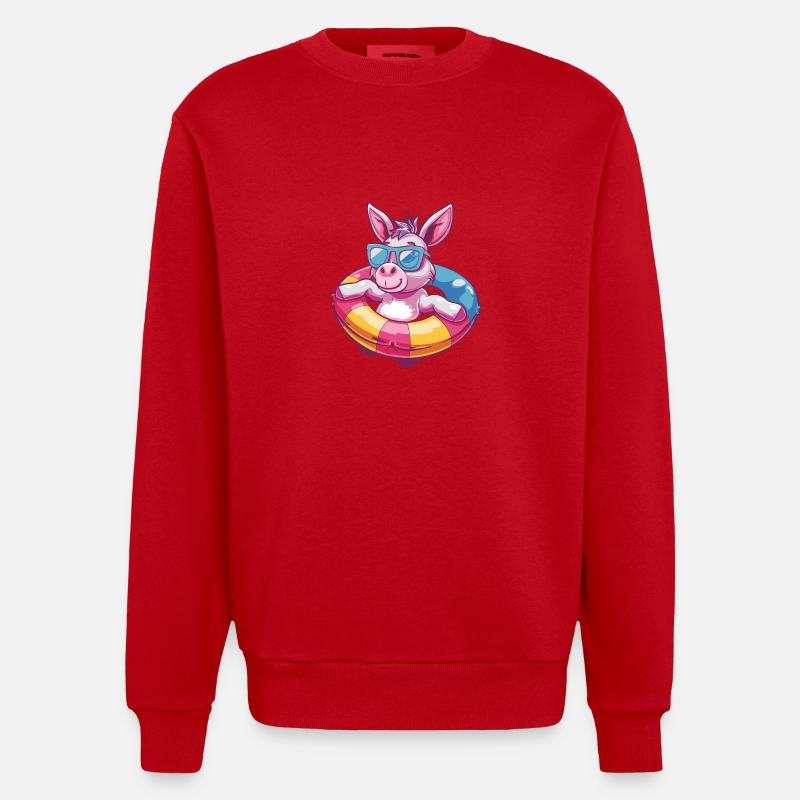 Âne Bande Dessinée Cool - Sweat bio épais oversize fabriqué en UE - rouge