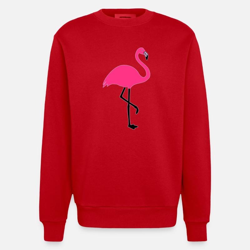 Flamingo Sommer Sonne Strand - Heavyweight Oversized Organic Crew Neck Made in EU - Rot