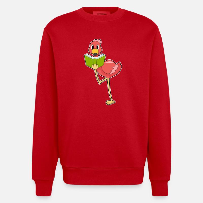 Flamingo Nerd Buch - Heavyweight Oversized Organic Crew Neck Made in EU - Rot