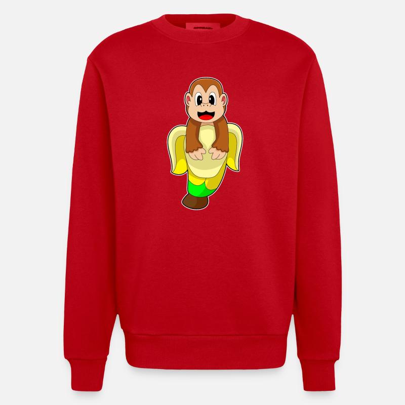 Singe Banane - Sweat bio épais oversize fabriqué en UE - rouge