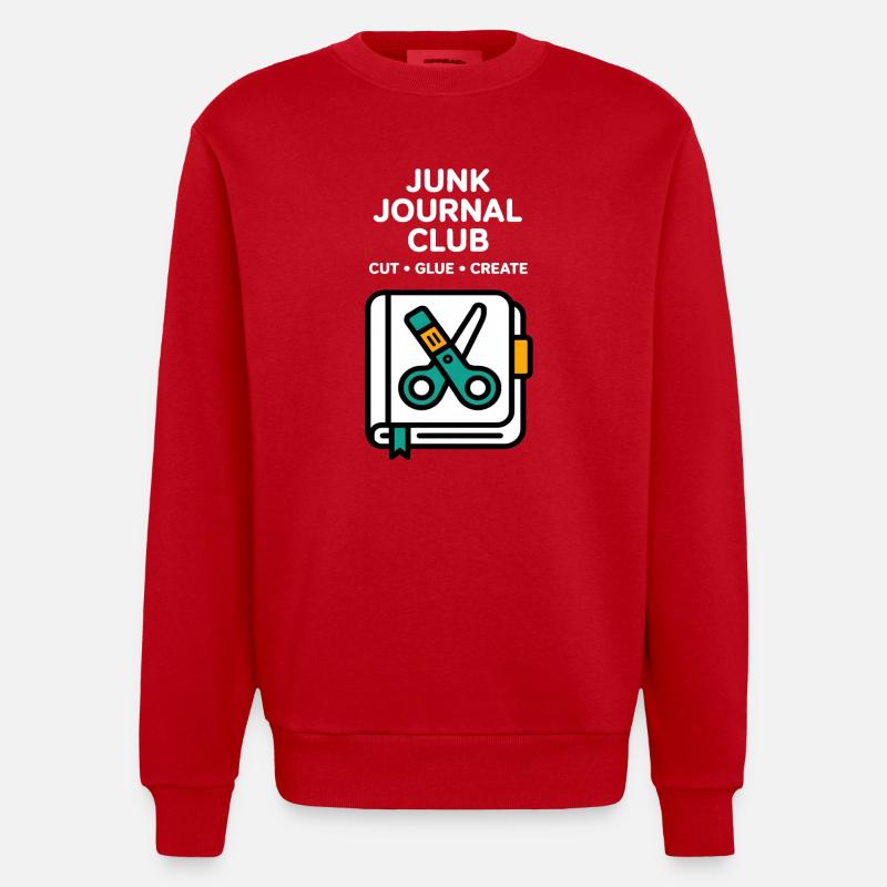 Junk Journal Club Cut Glue Create - Heavyweight Oversized Organic Crew Neck Made in EU - Rot
