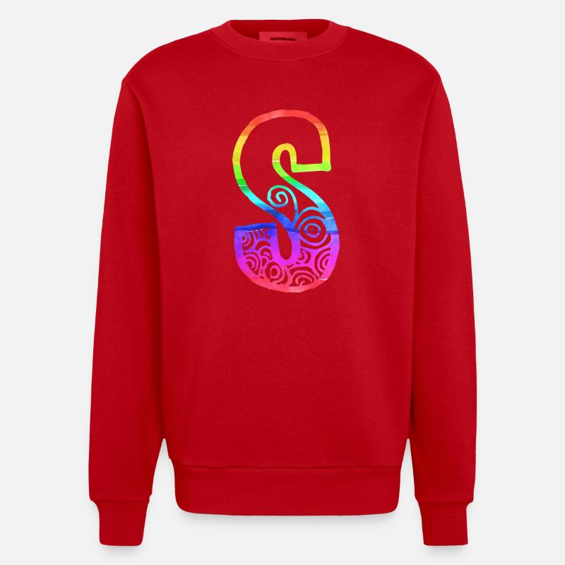 rainbow s - Heavyweight Oversized Organic Crew Neck Made in EU - red