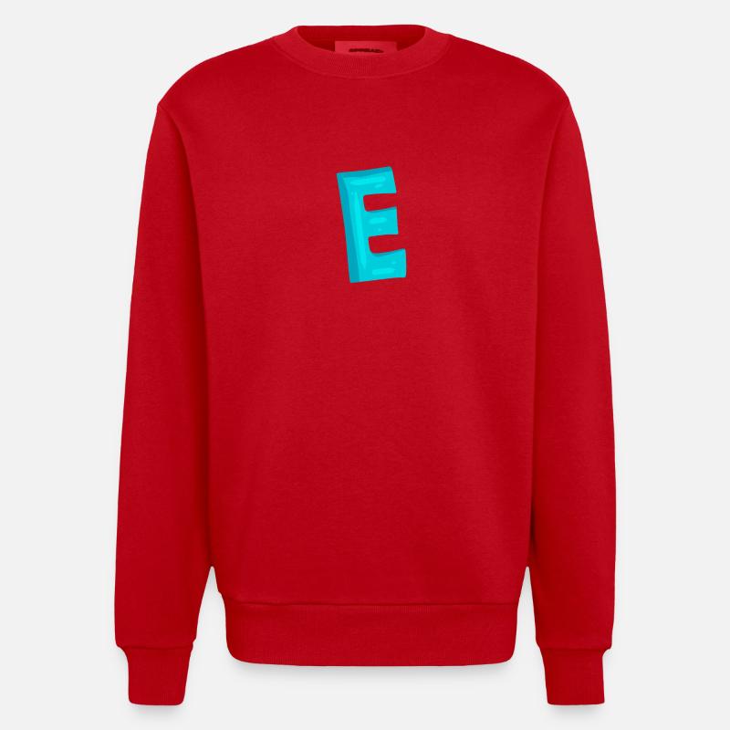 Anfangsbuchstabe E Buchstabe - Heavyweight Oversized Organic Crew Neck Made in EU - Rot
