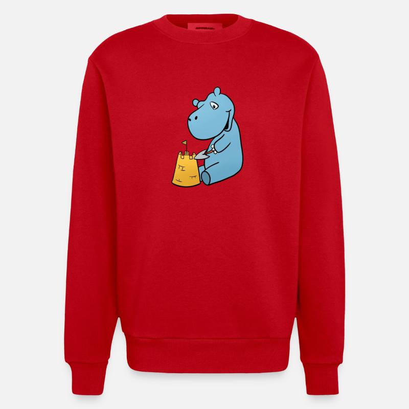 Château de sable d’hippopotame - Sweat bio épais oversize fabriqué en UE - rouge