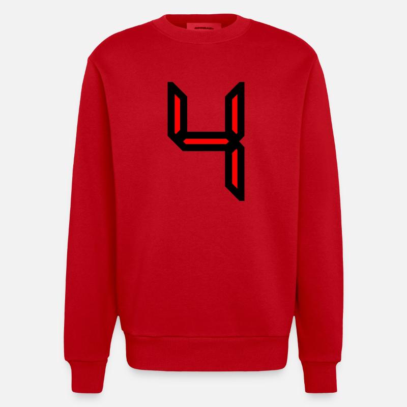 4,4 ANS,4e ANNIVERSAIRE,ANNIVERSAIRE 4 ANS,4 - Sweat bio épais oversize fabriqué en UE - rouge
