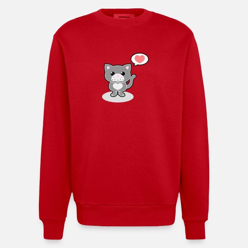 chat doux - Sweat bio épais oversize fabriqué en UE - rouge