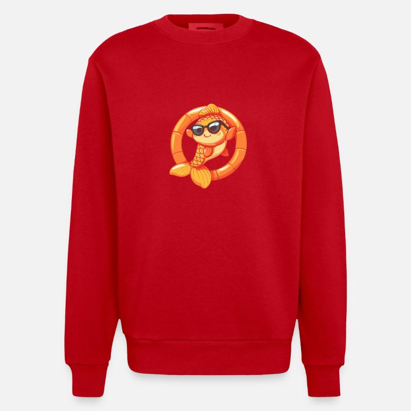Goldfisch Comic Cool - Heavyweight Oversized Organic Crew Neck Made in EU - Rot