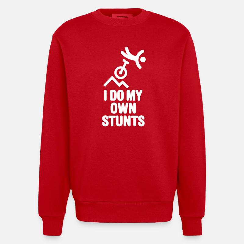 Offroad-Einrad Berg-Einrad MUni Mountain unicycle - Heavyweight Oversized Organic Crew Neck Made in EU - Rot
