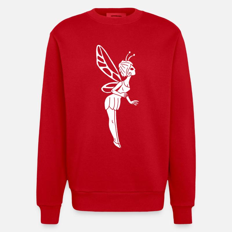 Glückliche weiße Fee - Heavyweight Oversized Organic Crew Neck Made in EU - Rot