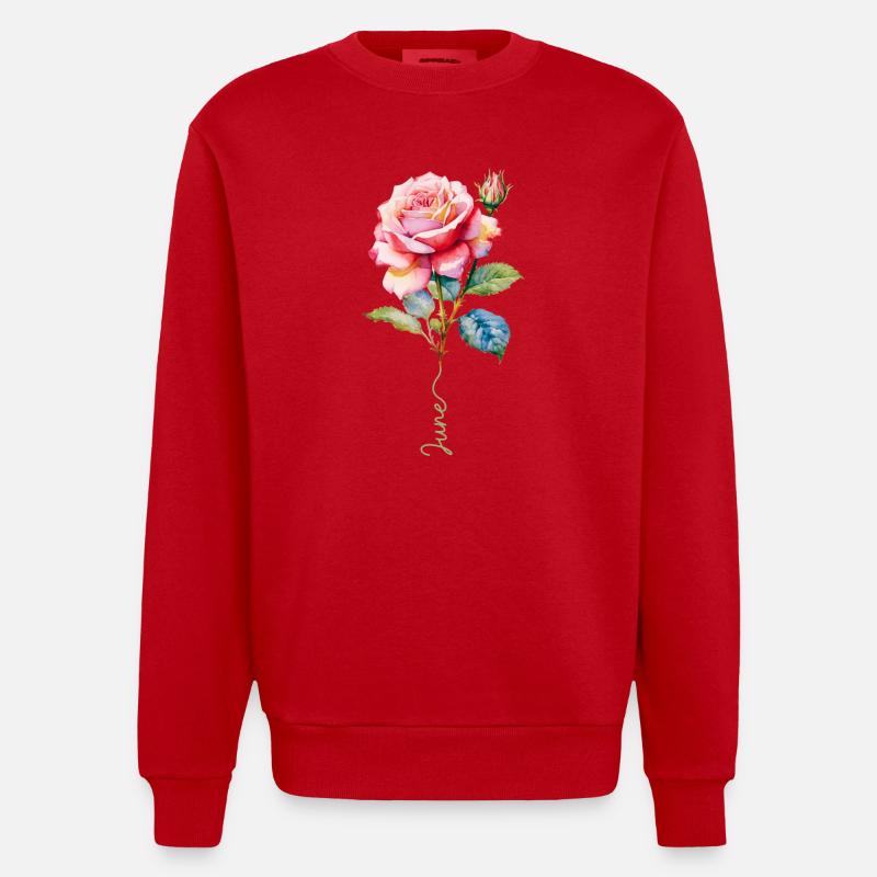 Rosa lackiert mit lebendigen Details - Heavyweight Oversized Organic Crew Neck Made in EU - Rot