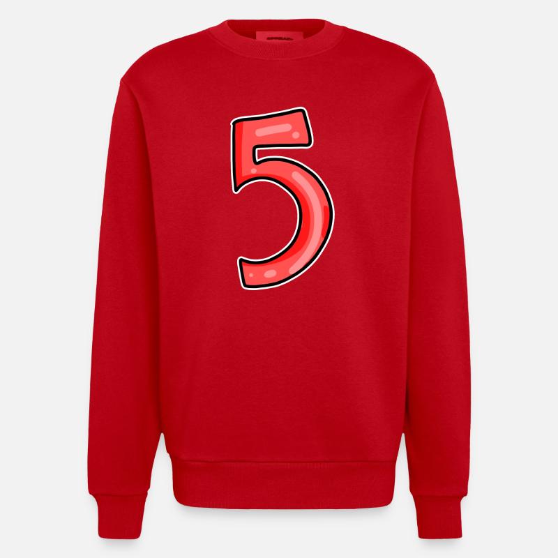 5 rot - Heavyweight Oversized Organic Crew Neck Made in EU - Rot