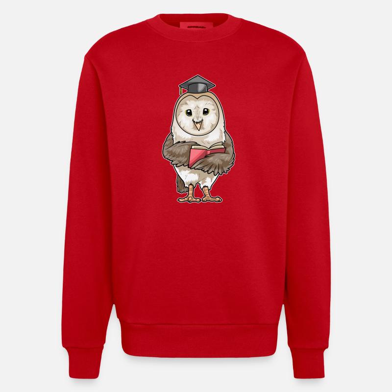 Eule Lehrer Buch - Heavyweight Oversized Organic Crew Neck Made in EU - Rot