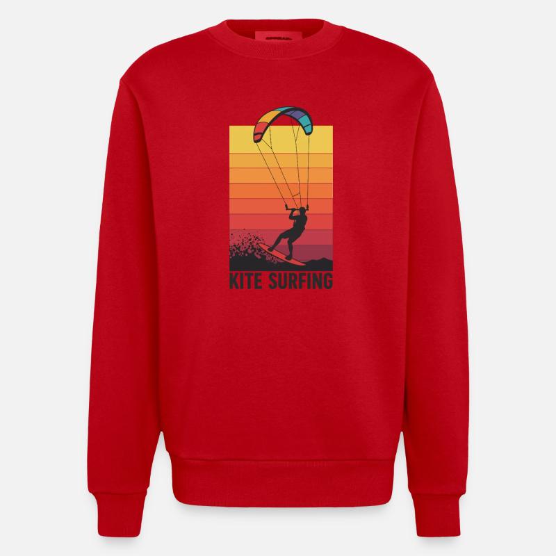 Kitesurfer Sunset Gradient - Sweat bio épais oversize fabriqué en UE - rouge