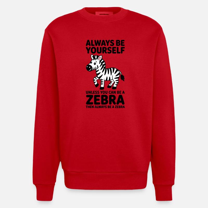 Zebra Spruch Lustiges Zebra Geschenk - Heavyweight Oversized Organic Crew Neck Made in EU - Rot