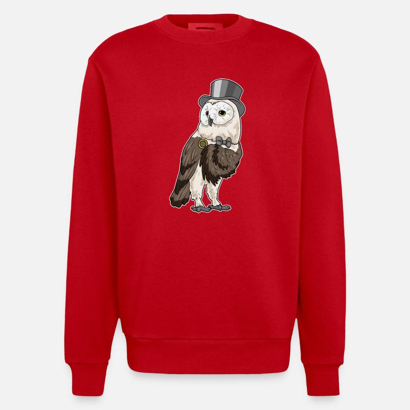Eule Bräutigam Ehering Hochzeit - Heavyweight Oversized Organic Crew Neck Made in EU - Rot