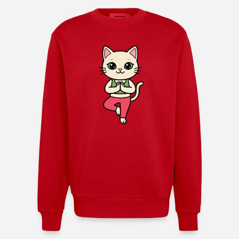 Yoga Cat - Sweat bio épais oversize fabriqué en UE - rouge