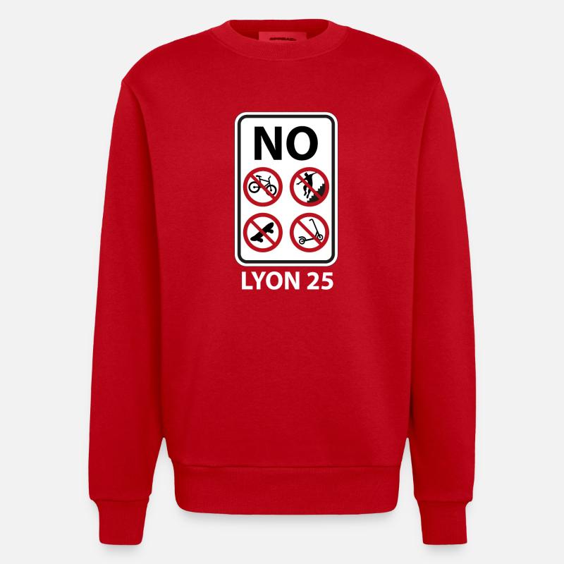 Verbotsschild Lyon 25 Treppe - Heavyweight Oversized Organic Crew Neck Made in EU - Rot