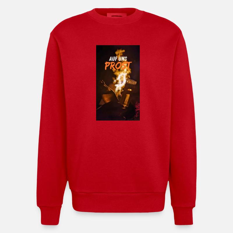 Auf Uns, Prost - Heavyweight Oversized Organic Crew Neck Made in EU - Rot