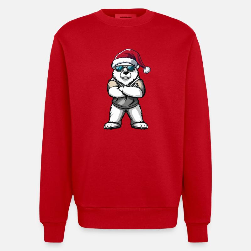 Eisbär Weihnachtsmann - Heavyweight Oversized Organic Crew Neck Made in EU - Rot