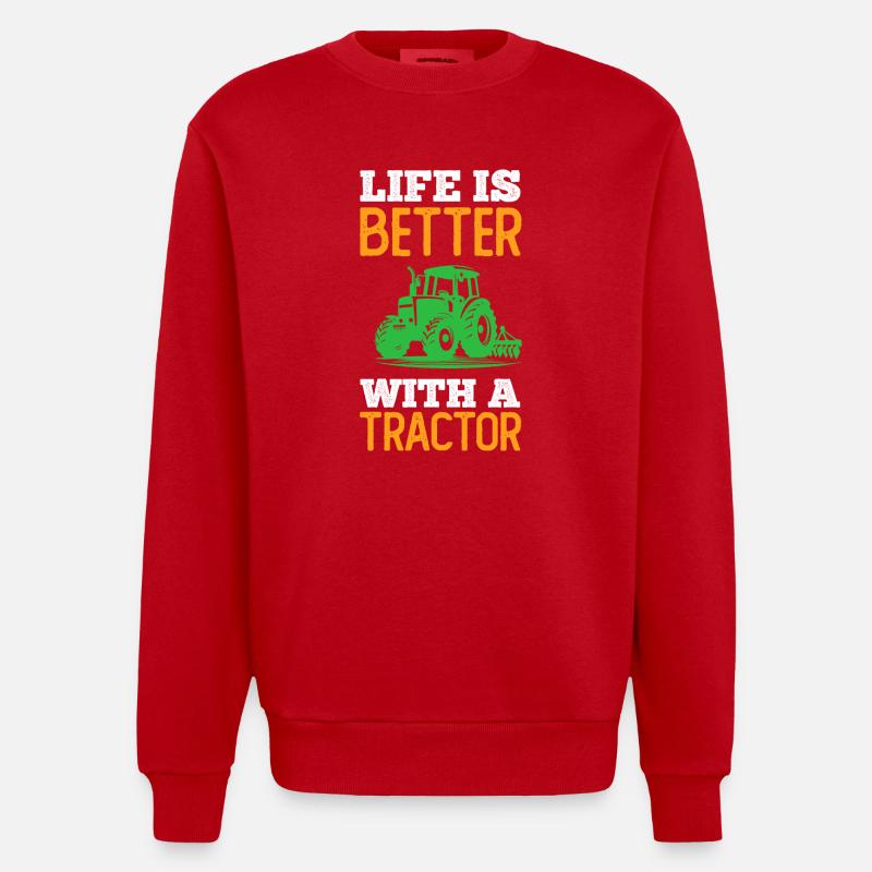 Tractor tractor - Heavyweight Oversized Organic Crew Neck Made in EU - red