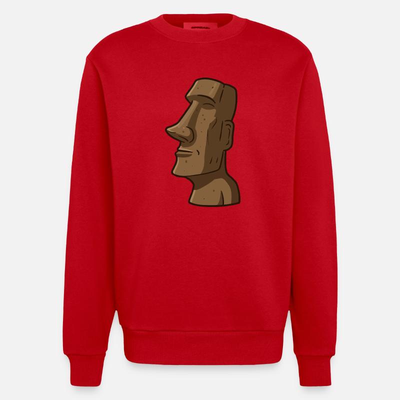 Statue de l’île de Pâques - Sweat bio épais oversize fabriqué en UE - rouge
