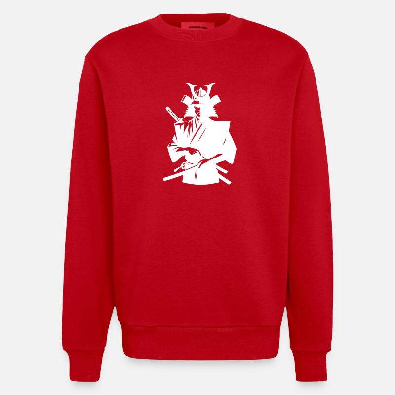Samouraï japonais avec épée - Sweat bio épais oversize fabriqué en UE - rouge