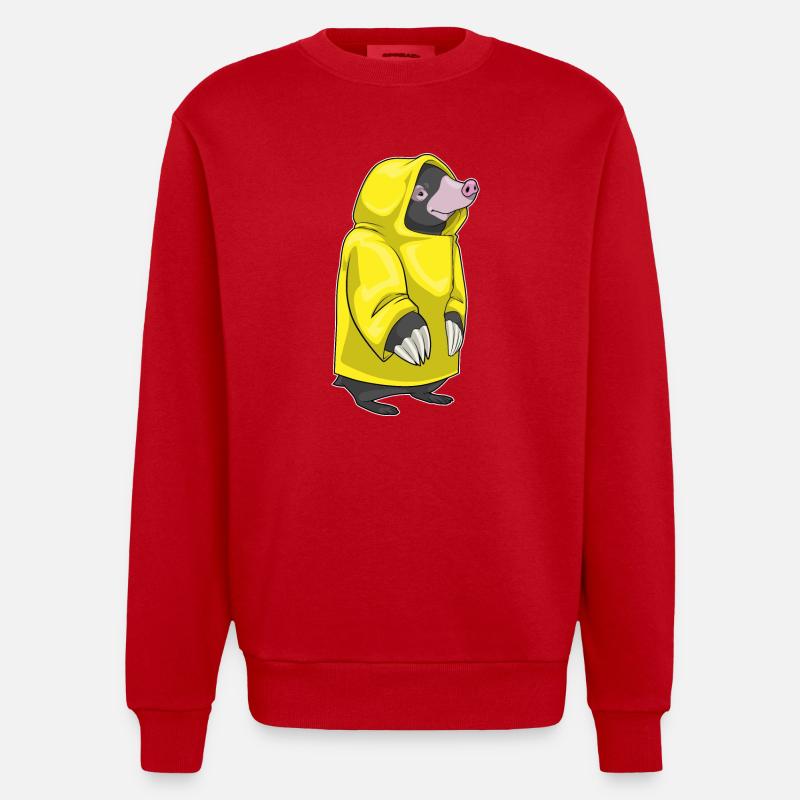 Mole Rain Jacket - Heavyweight Oversized Organic Crew Neck Made in EU - red