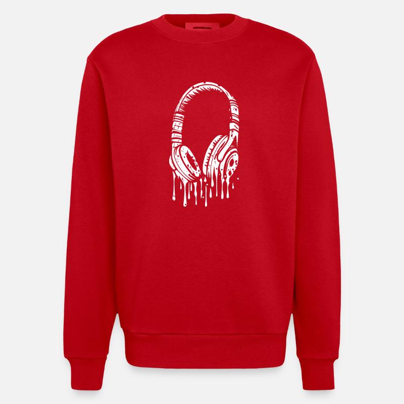 Comic Kopfhörer mit Tropfen - Heavyweight Oversized Organic Crew Neck Made in EU - Rot