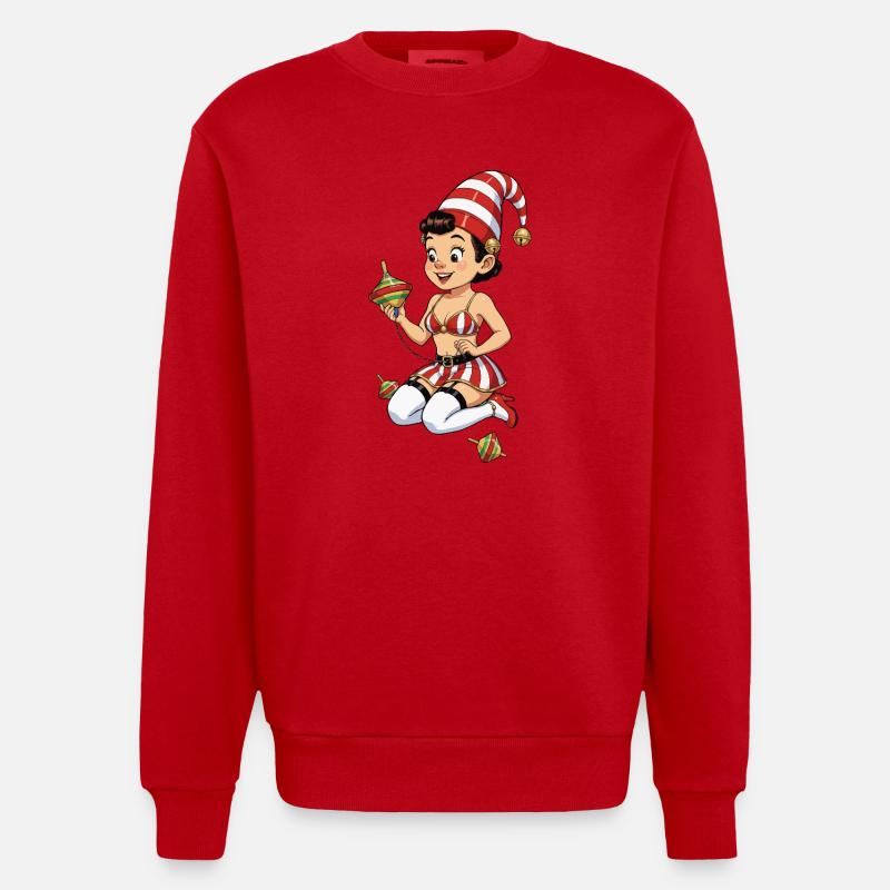 Leprechaun-Mädchen mit Kreisel - Heavyweight Oversized Organic Crew Neck Made in EU - Rot