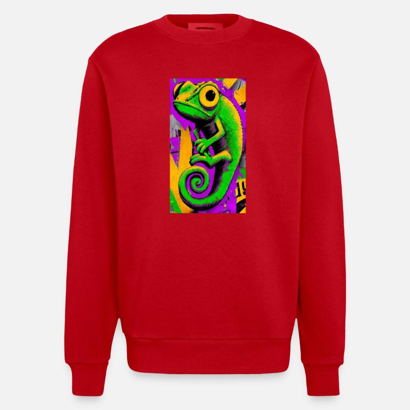 chameleon - Heavyweight Oversized Organic Crew Neck Made in EU - red