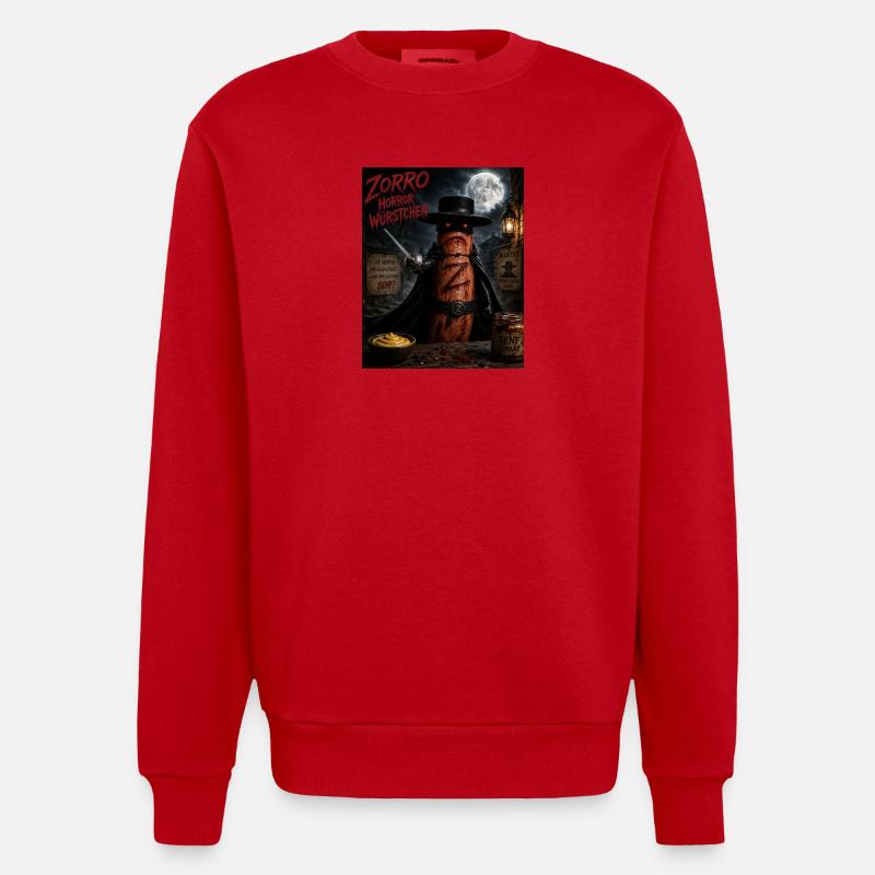 Zorro Horror Würstchen  - Heavyweight Oversized Organic Crew Neck Made in EU - Rot