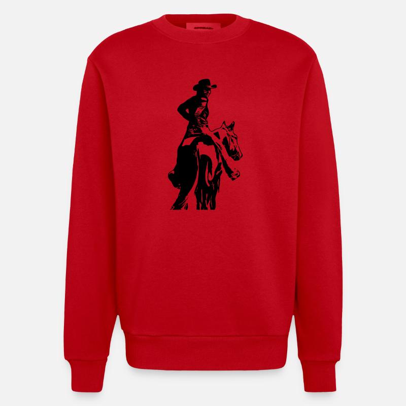 mit Pferd - Heavyweight Oversized Organic Crew Neck Made in EU - Rot