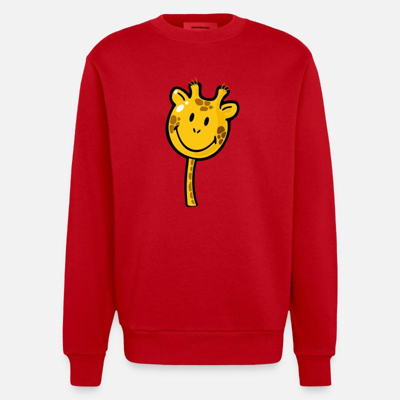 Smiley Giraffe - Sweat bio épais oversize fabriqué en UE - rouge