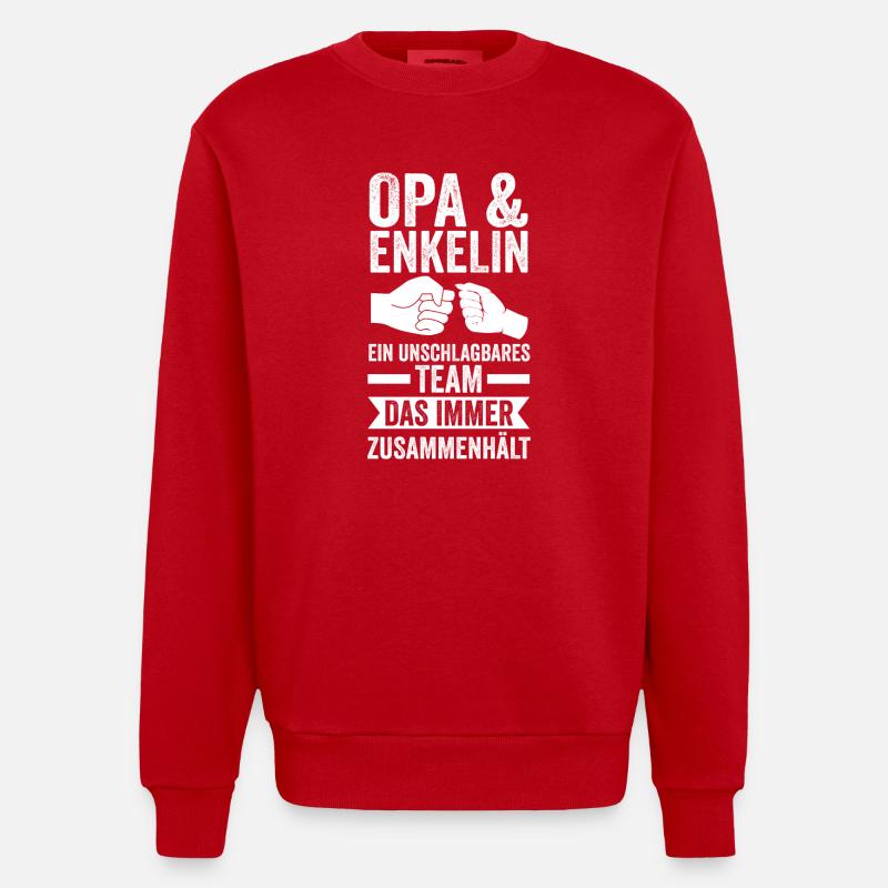 Papi et petite-fille - Sweat bio épais oversize fabriqué en UE - rouge