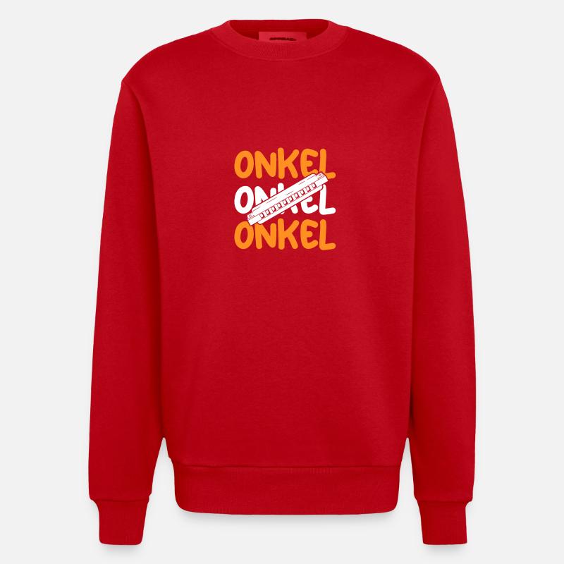 Harmonica Uncle Harmonica - Heavyweight Oversized Organic Crew Neck Made in EU - red