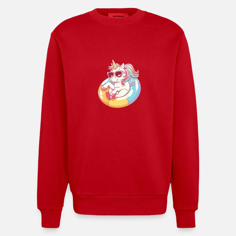 Licorne Bande Dessinée Cool - Sweat bio épais oversize fabriqué en UE - rouge