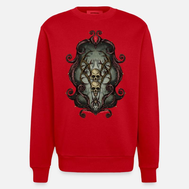 Rahmen Schädel - Heavyweight Oversized Organic Crew Neck Made in EU - Rot