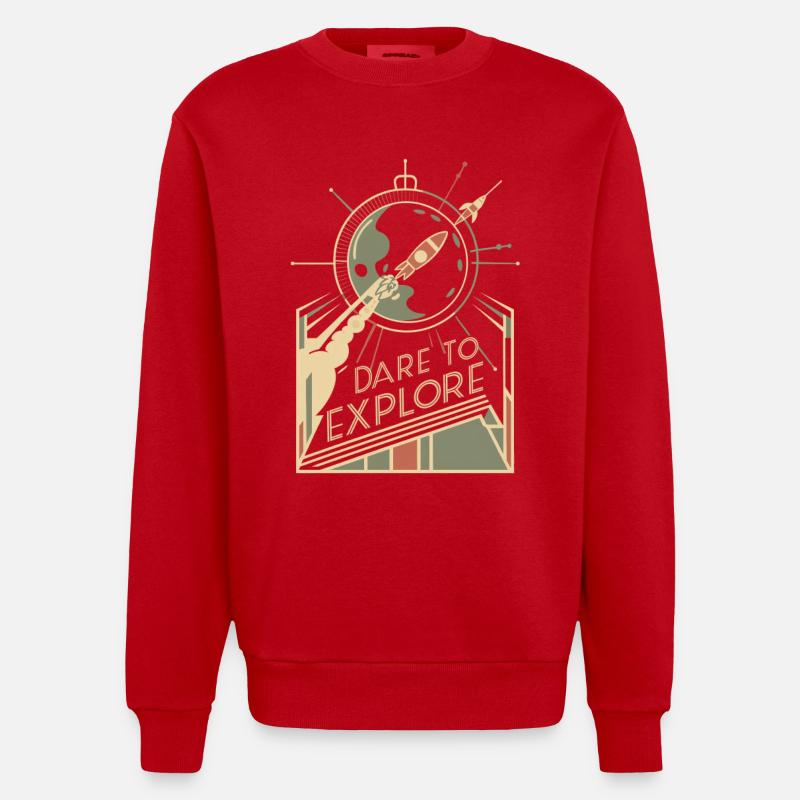 Osez explorer l’inconnu - Sweat bio épais oversize fabriqué en UE - rouge
