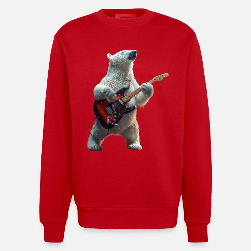 Ours blanc - Sweat bio épais oversize fabriqué en UE - rouge