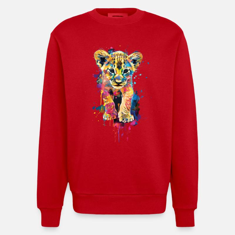 Löwe - Heavyweight Oversized Organic Crew Neck Made in EU - Rot