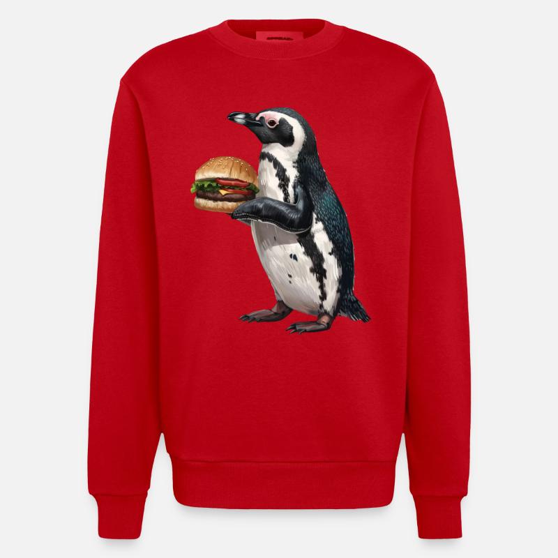Pinguin - Heavyweight Oversized Organic Crew Neck Made in EU - Rot