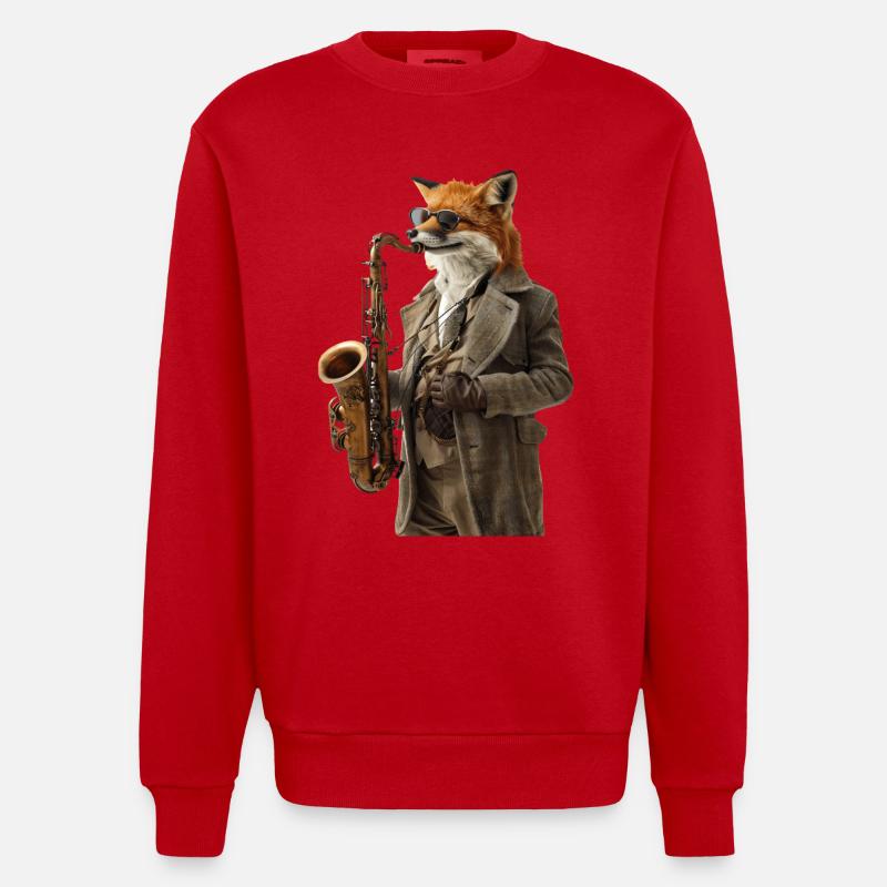 Fox Saxophon - Heavyweight Oversized Organic Crew Neck Made in EU - Rot