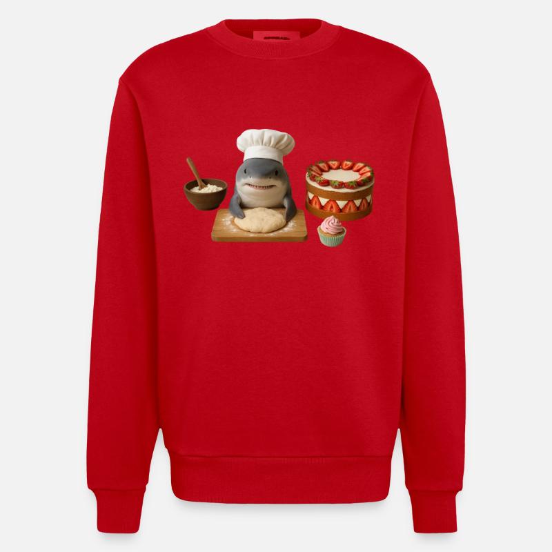 Shark Baking Cake Bread - Sweat bio épais oversize fabriqué en UE - rouge